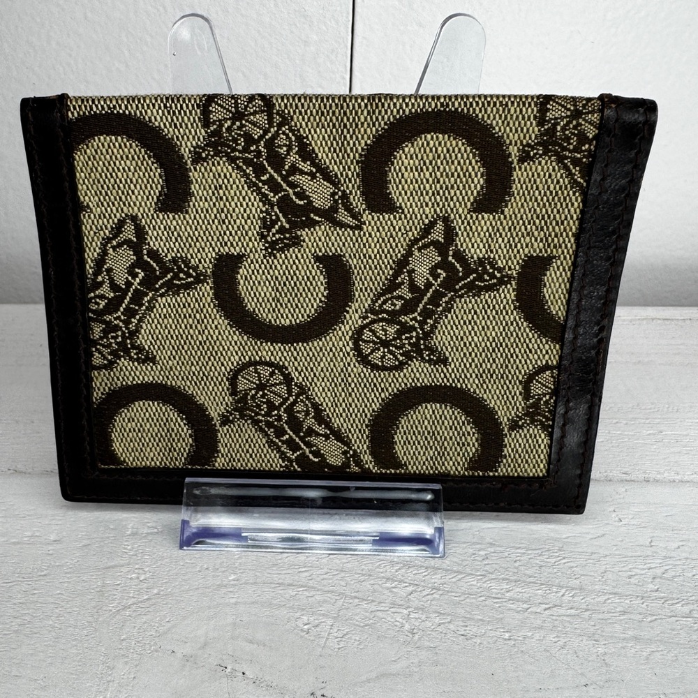 Céline Paris Vintage Macadam Canvas & Leather Card Holder / Bifold Wallet